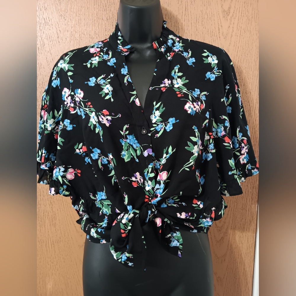 Anthropologie Maeve Aveiro Flutter-sleeved Buttondown size XS - Picture 2 of 11